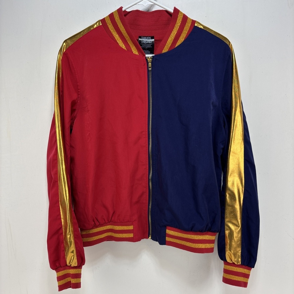 Suicide Squad‎ Jacket Womens Large Red Blue Harley Quinn Joker Bomber Coat - Picture 3 of 8